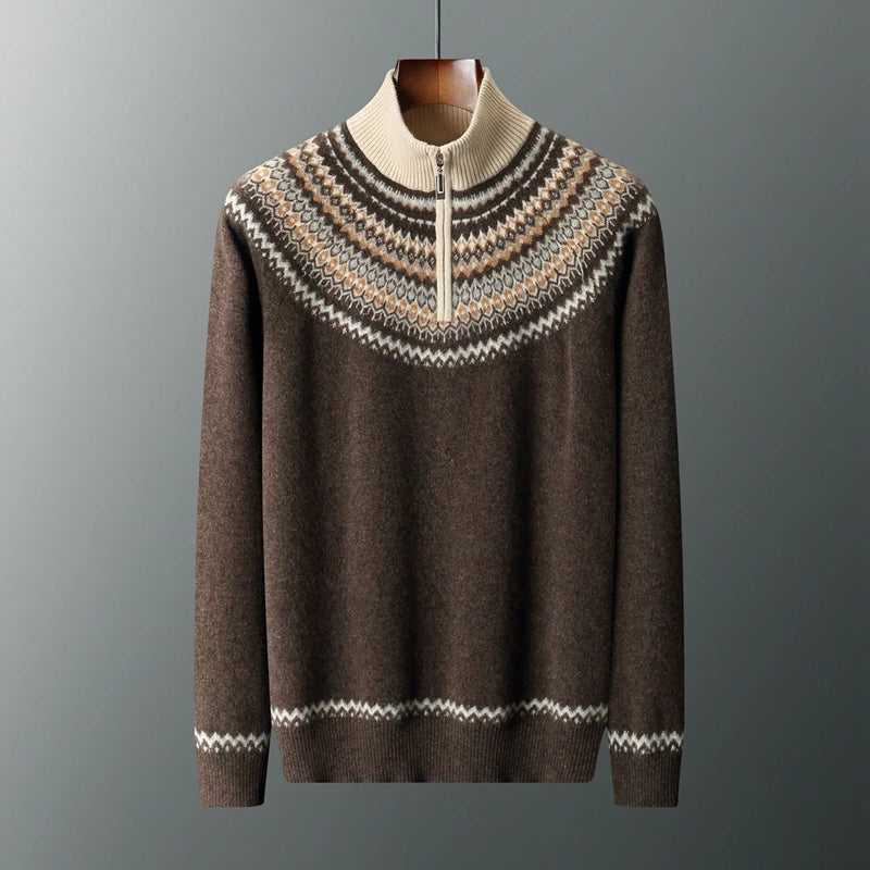 Cashmere Fair Isle Quarter-Zip Sweater