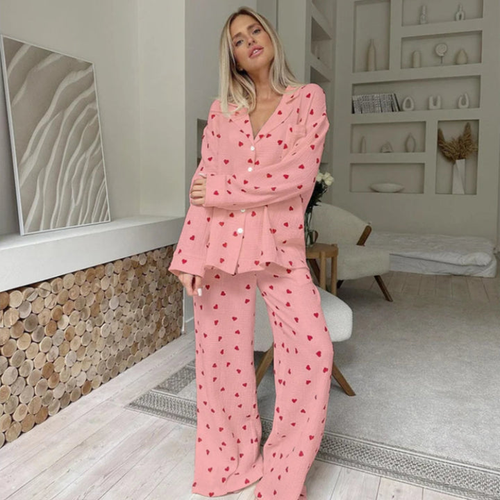 Cotton Heart Print Pajamas Set