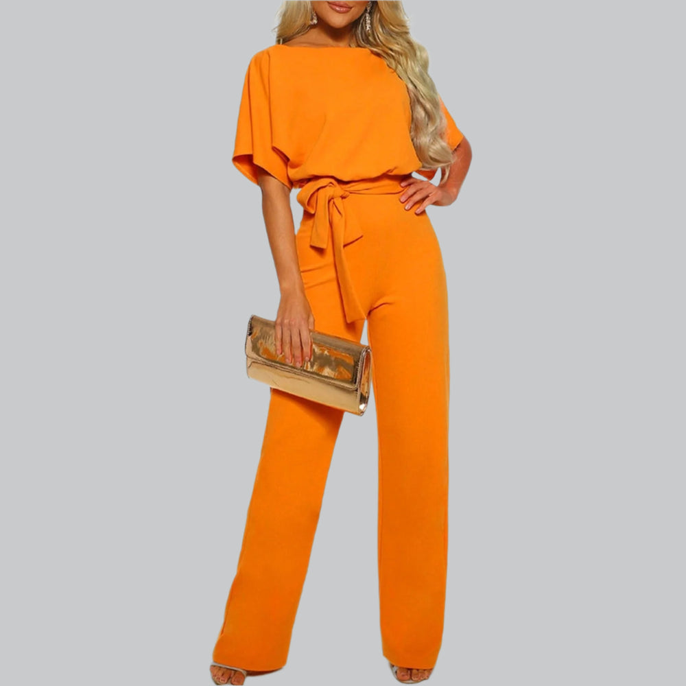Women's Elegant Tie-Belt Jumpsuit