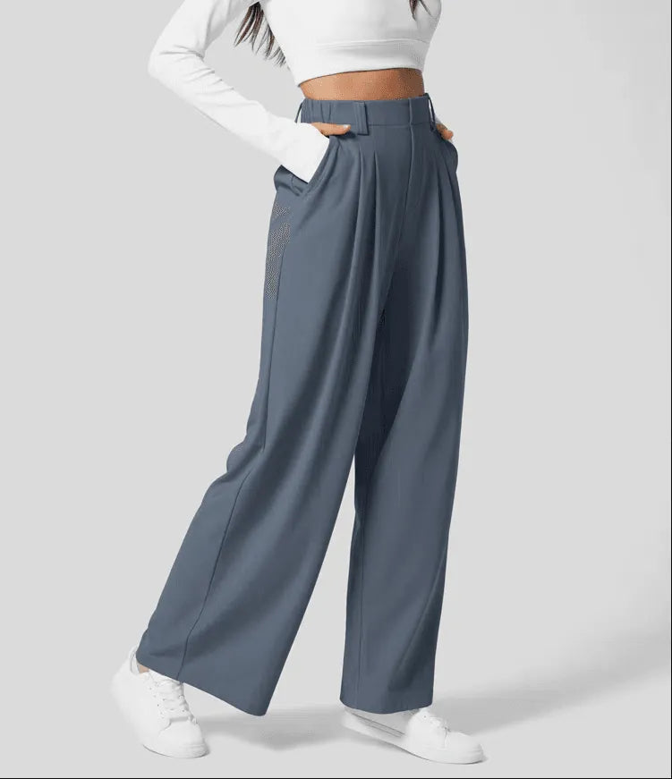 High Waist Wide Leg Trousers Pleated