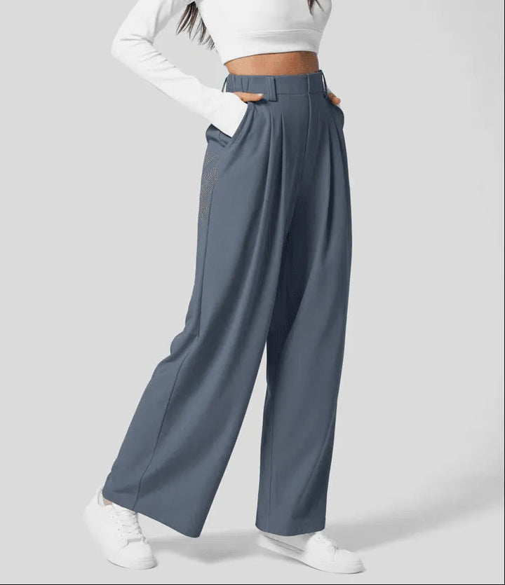 High Waist Wide Leg Trousers Pleated