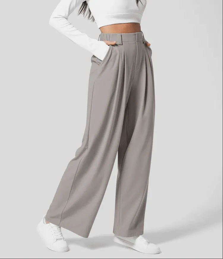 High Waist Wide Leg Trousers Pleated