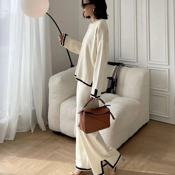 Knit Contrast Trim Loungewear Set