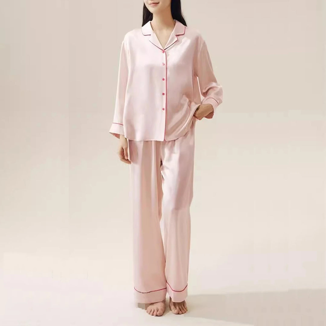 Luxury Pink Satin Pyjama Set Loungewear