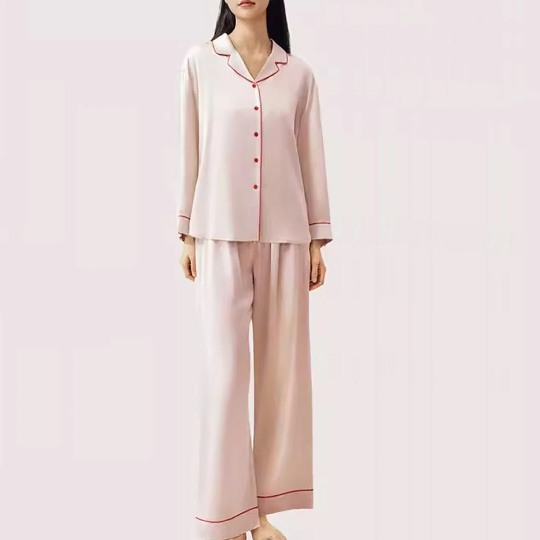 Luxury Pink Satin Pyjama Set Loungewear