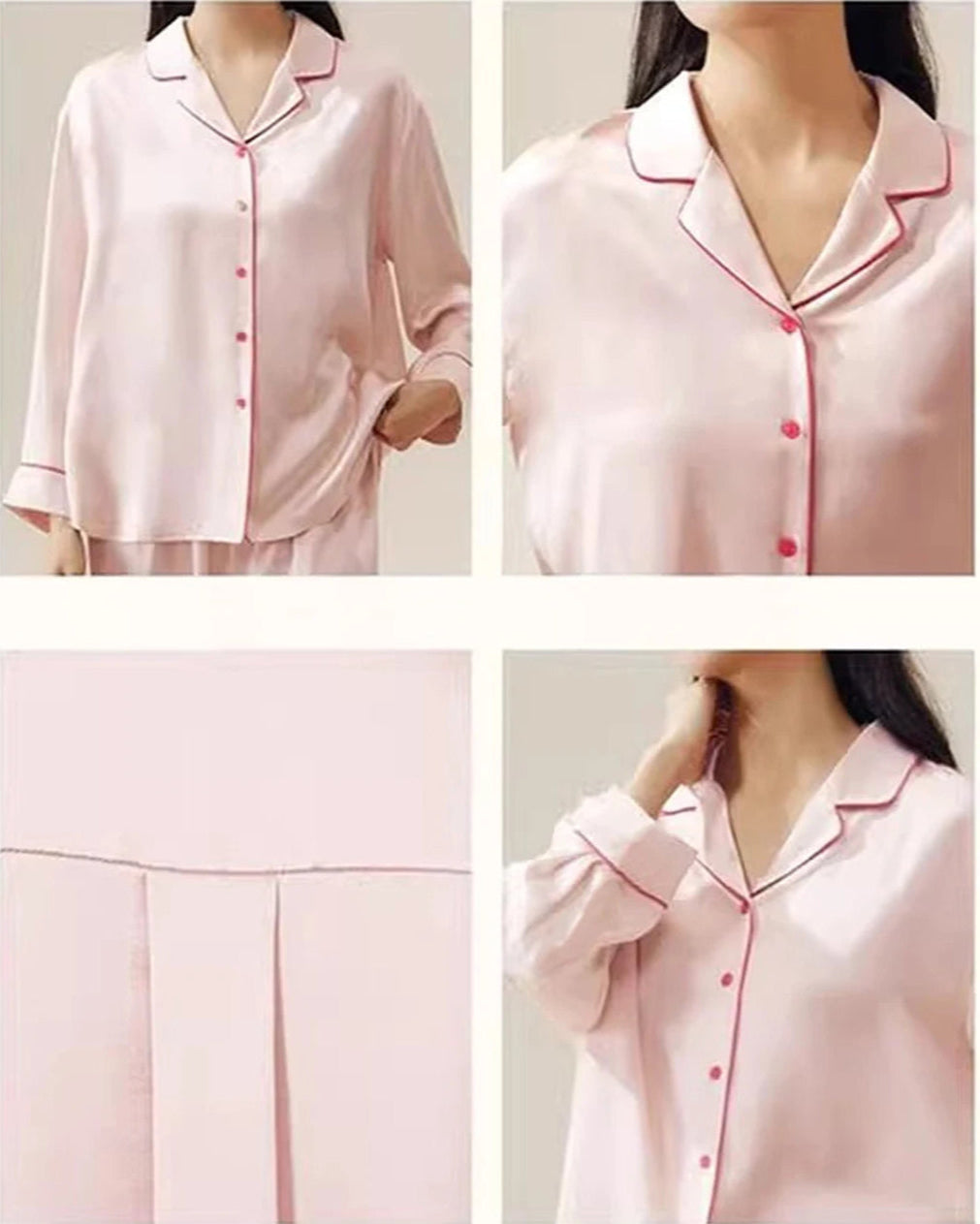 Luxury Pink Satin Pyjama Set Loungewear