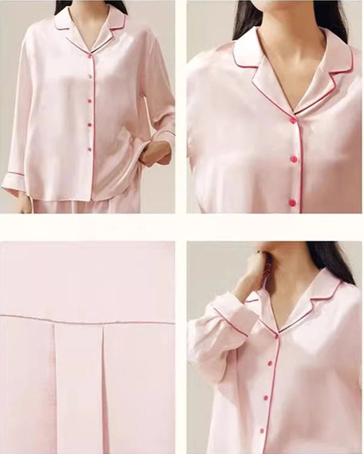 Luxury Pink Satin Pyjama Set Loungewear