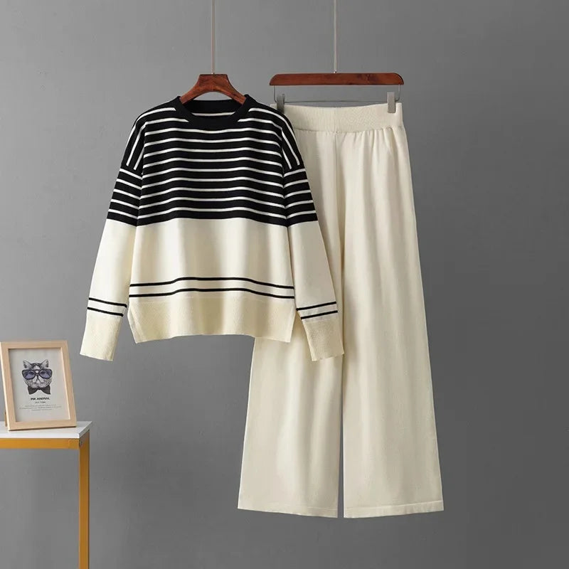 Modern Stripe Knit Lounge Set