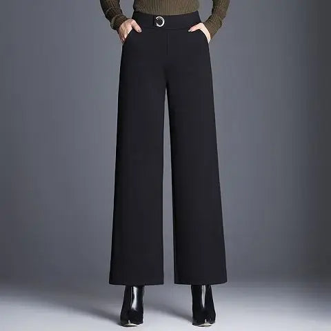 Plaid Wide-Leg High-Waist Tailored Trousers