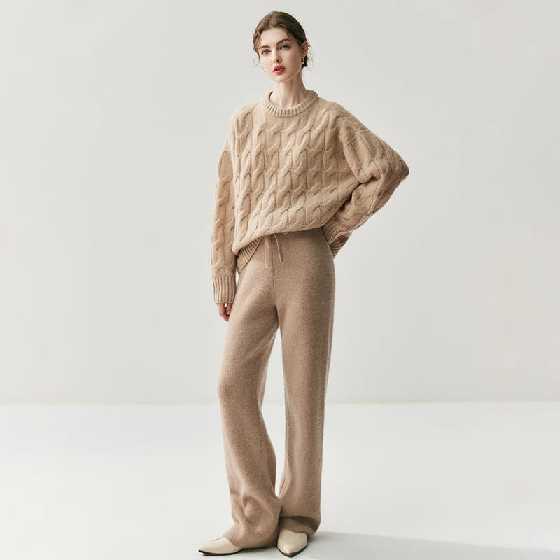 Pure Cashmere High-Waist Knit Pants