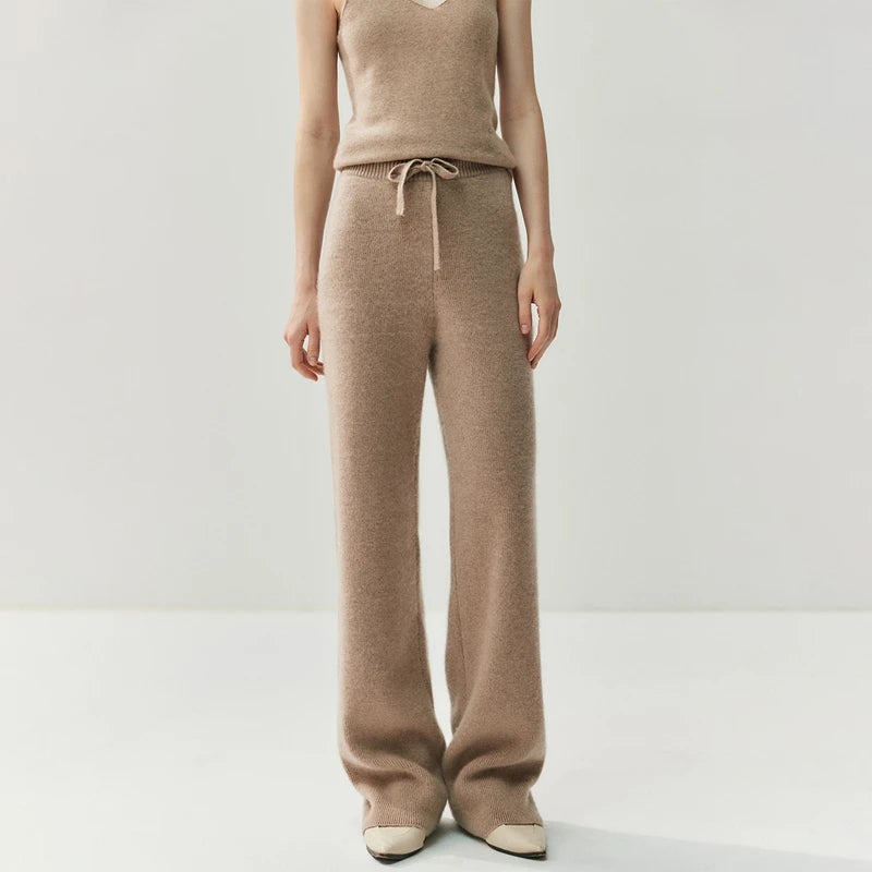 Pure Cashmere High-Waist Knit Pants