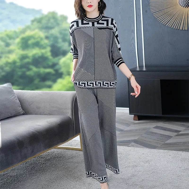 Spring Two-Piece Casual Knit Set