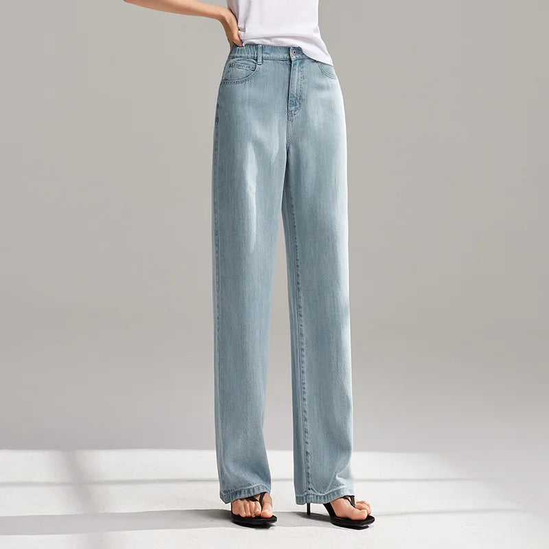 Summer Wide-Leg Denim Trousers