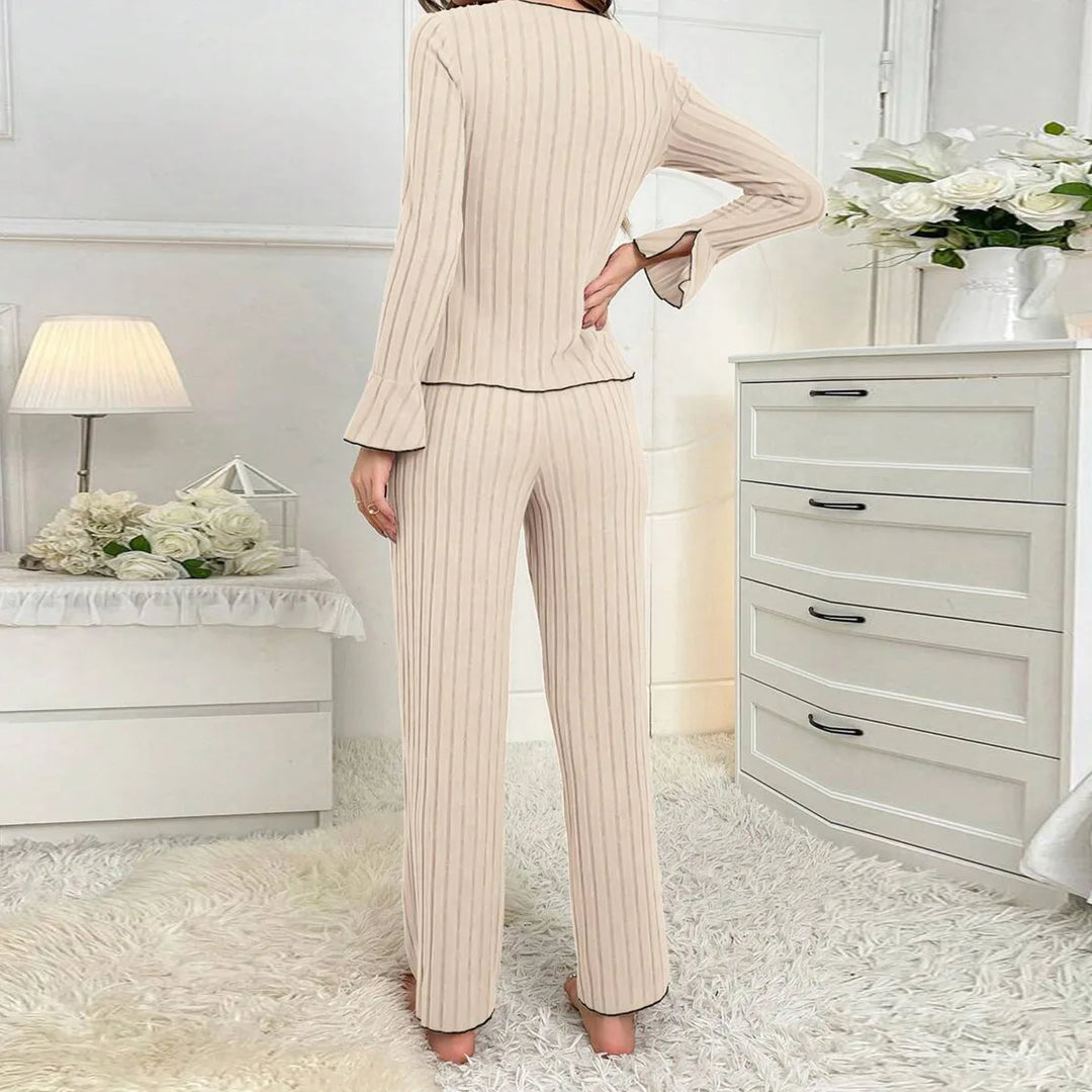 Warm Two-Piece Bow Pajama Set
