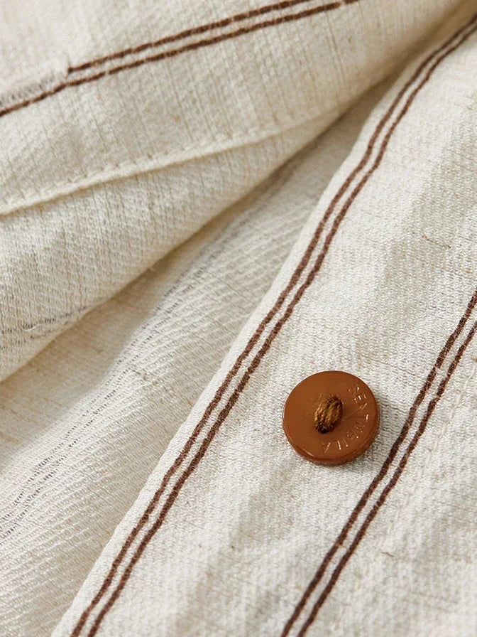 Women's Striped Linen Shirt Casual Blouses