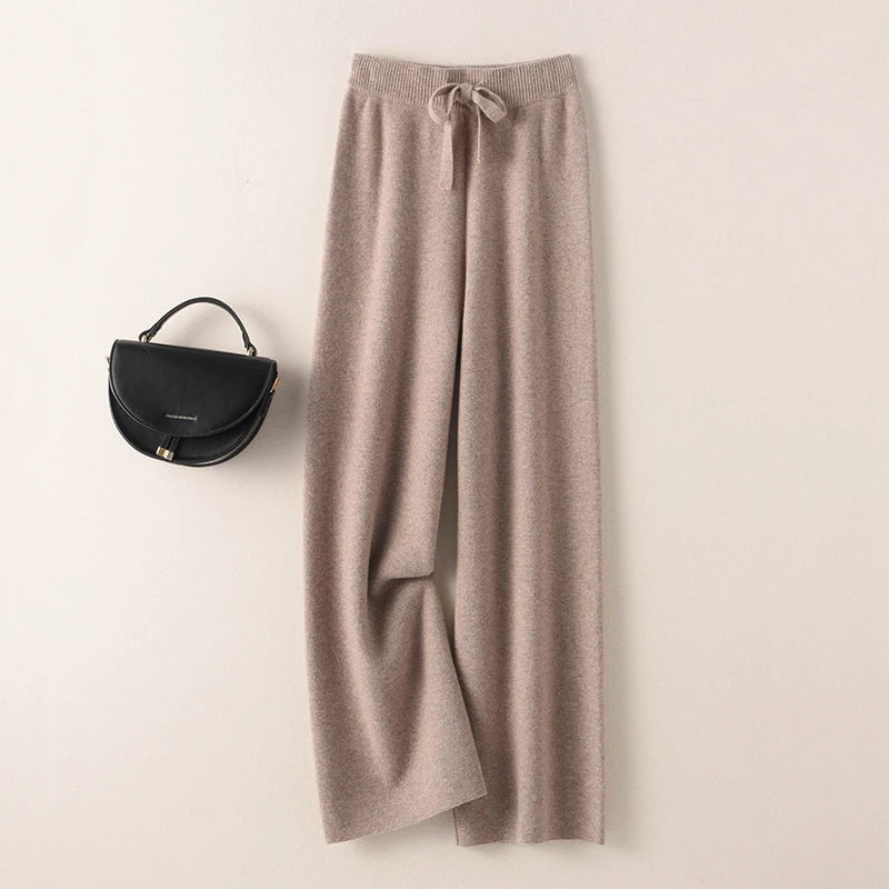Women's Pure Cashmere Wide-Leg Knit Pants