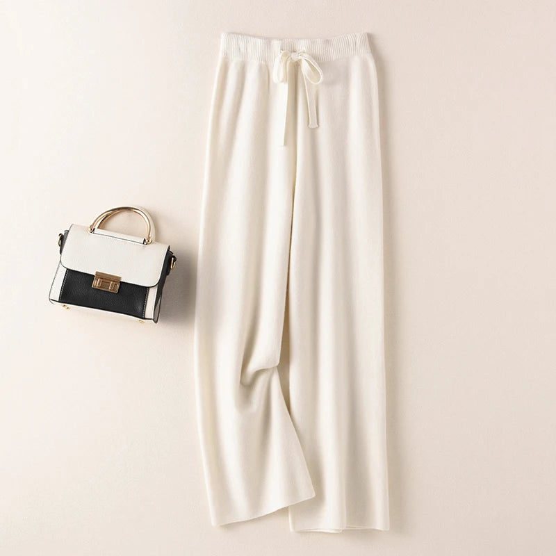 Women's Pure Cashmere Wide-Leg Knit Pants