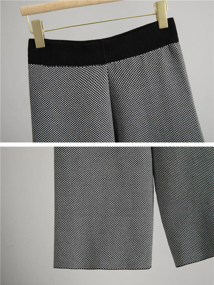 Women's Cashmere Blend Contrast Trim Knit Suit