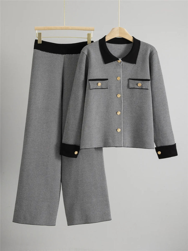 Women's Cashmere Blend Contrast Trim Knit Suit