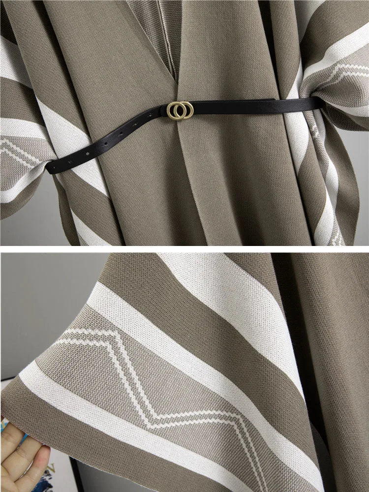 Women's Cashmere Blend Knit Poncho 3-Piece Set