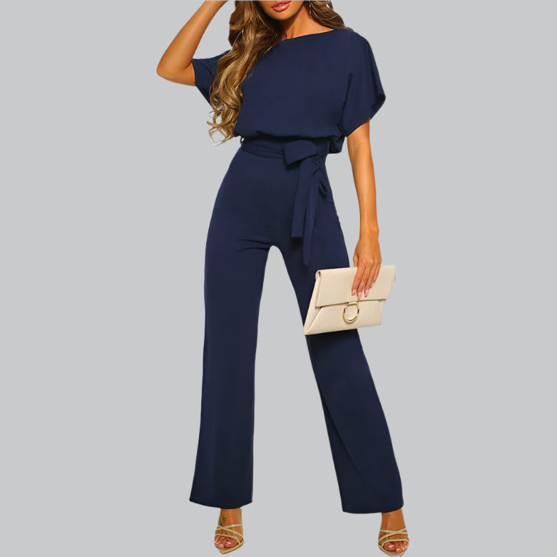 Women's Elegant Tie-Belt Jumpsuit