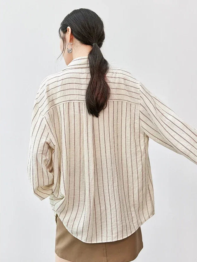 Women's Striped Linen Shirt Casual Spring