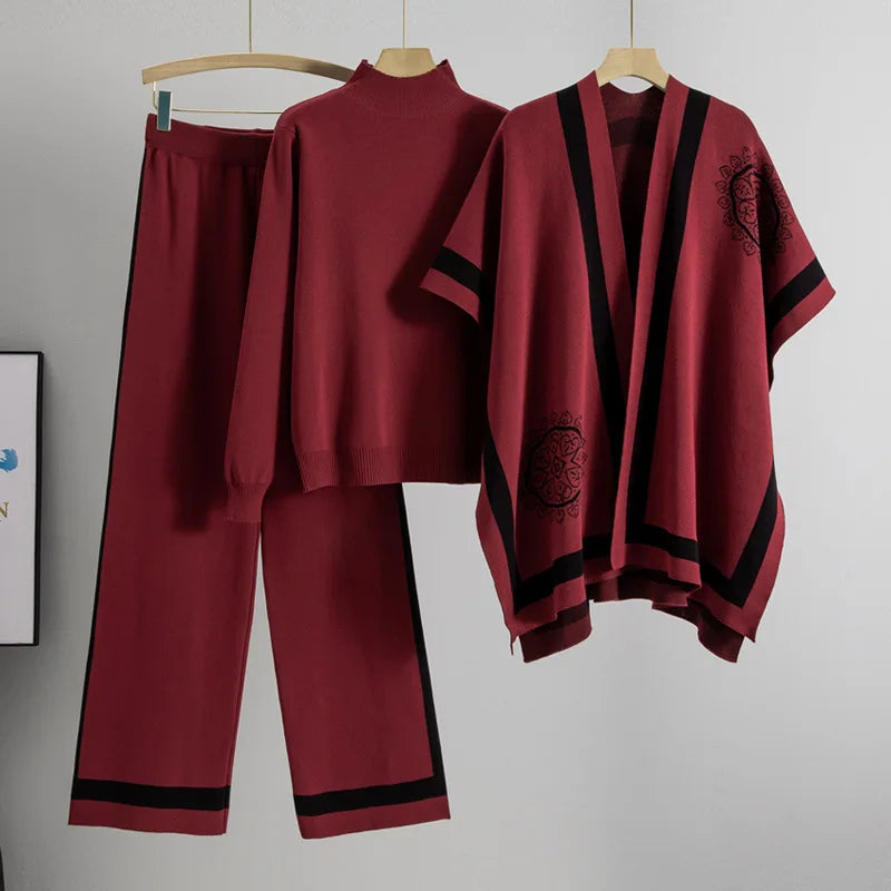 Women's Three-Piece Knit Lounge Set