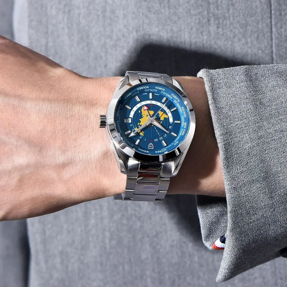 World Time Automatic Mechanical Waterproof Watch
