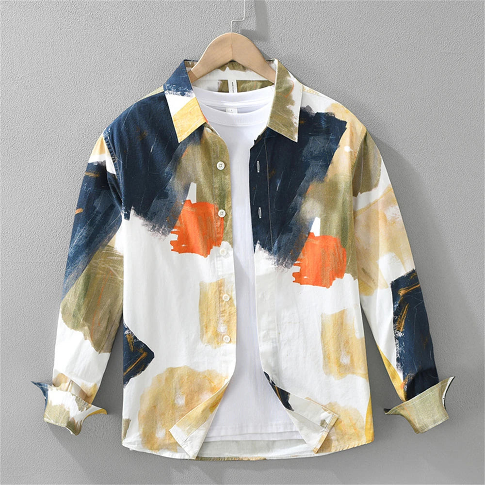 Abstract Art Print Button-Up Shirt