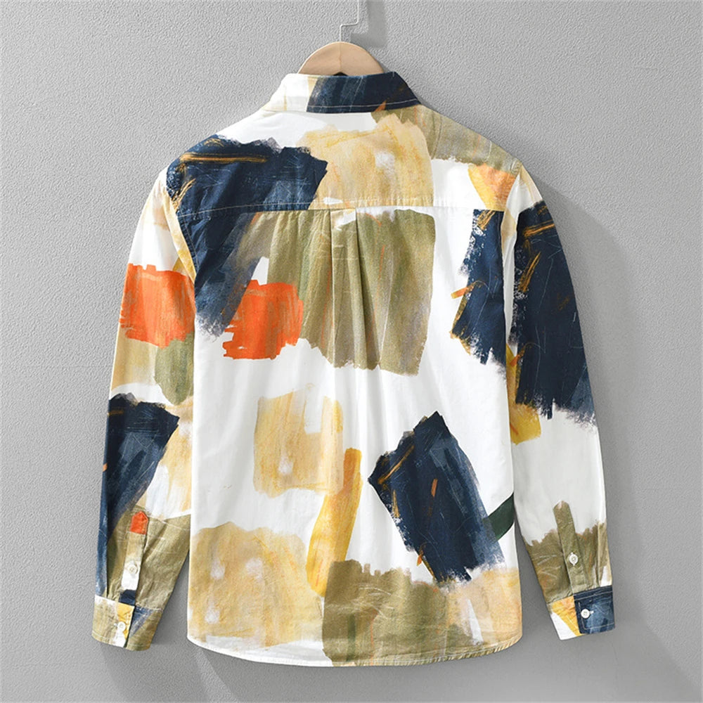 Abstract Art Print Button-Up Shirt
