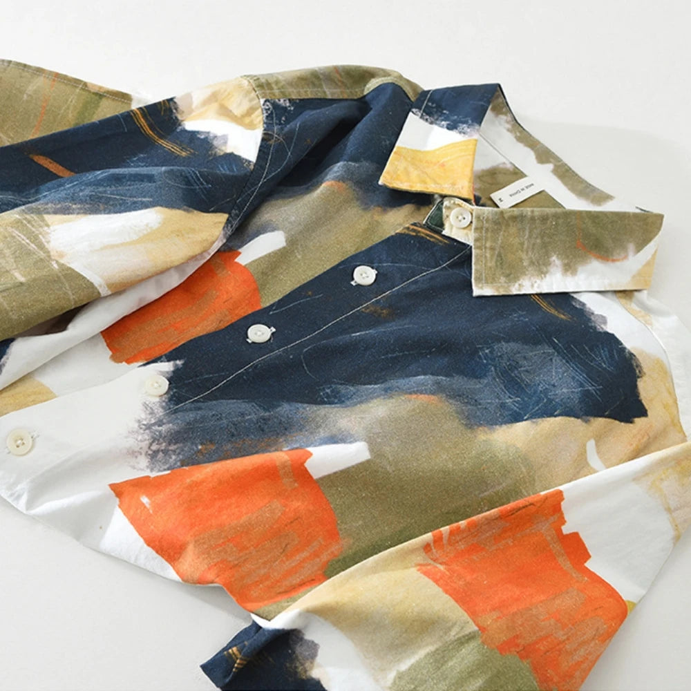 Abstract Art Print Button-Up Shirt