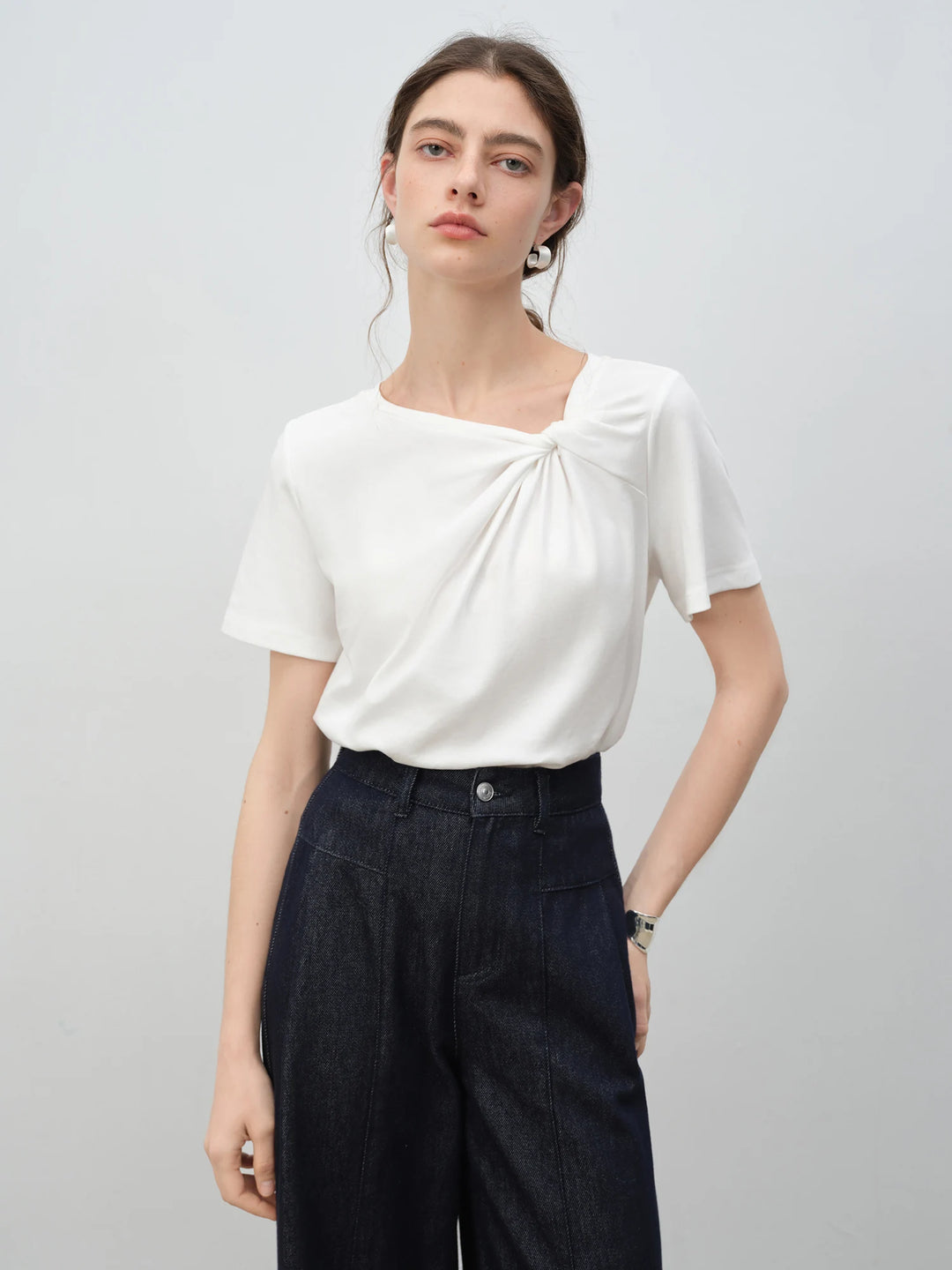 Asymmetrical Knot Design Blouse