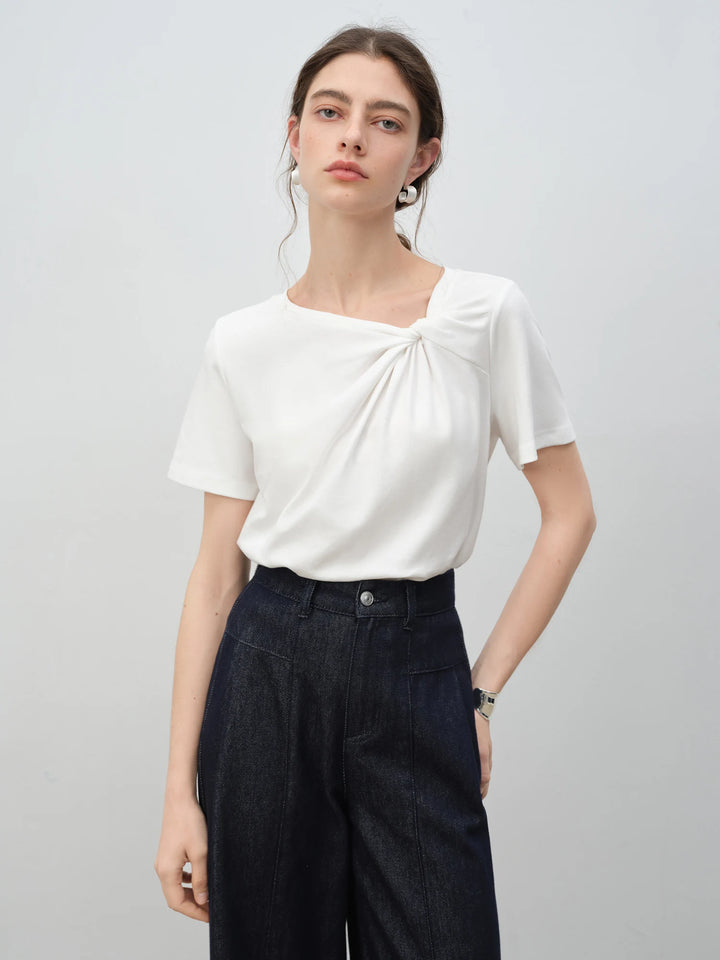 Asymmetrical Knot Design Blouse