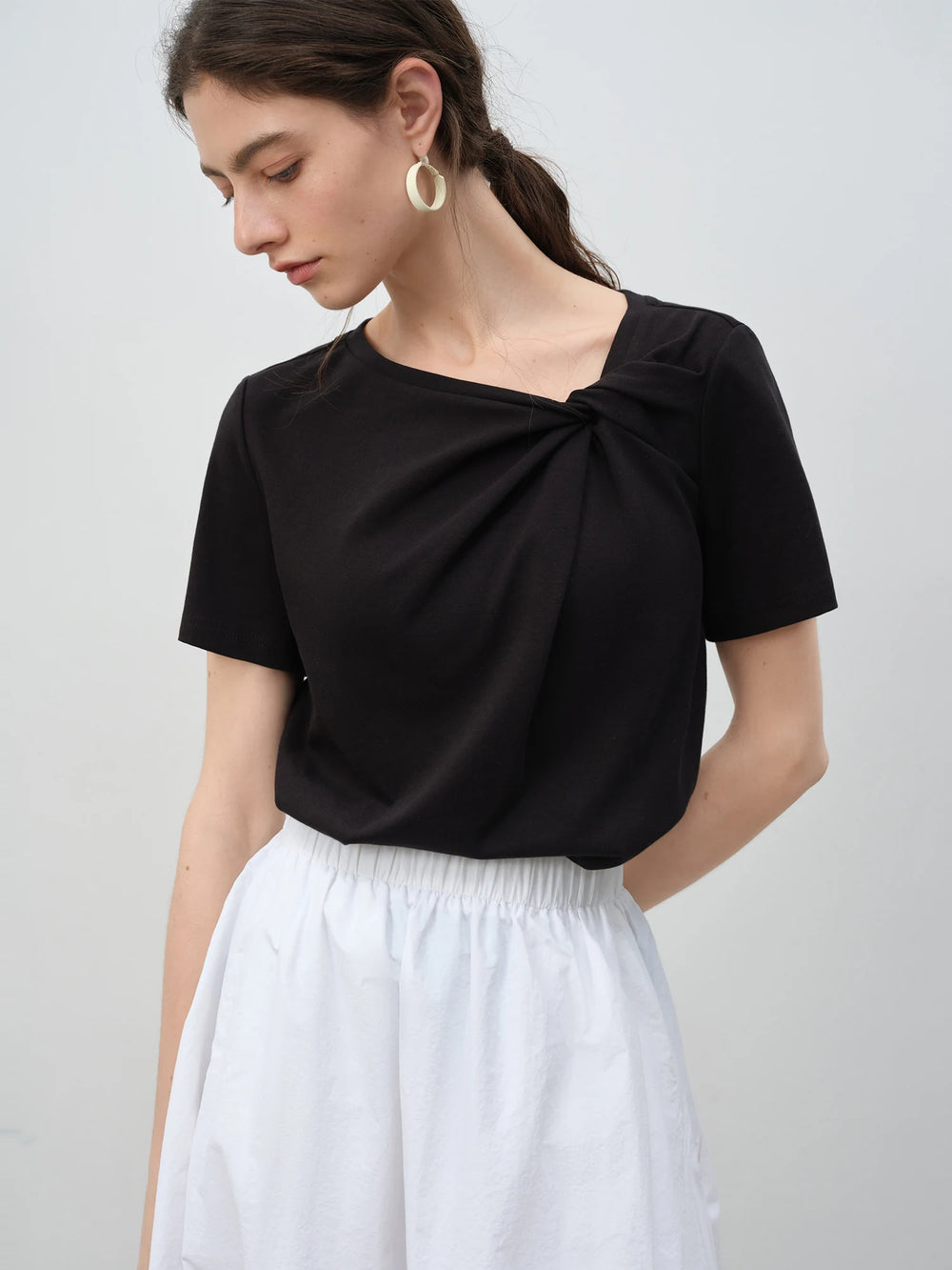 Asymmetrical Knot Design Blouse