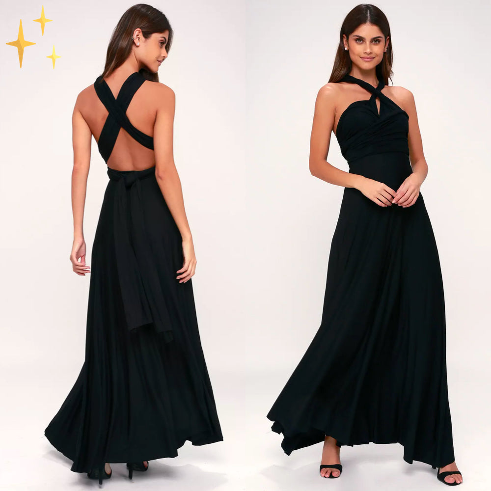 Backless Wrap Maxi Halter Dress