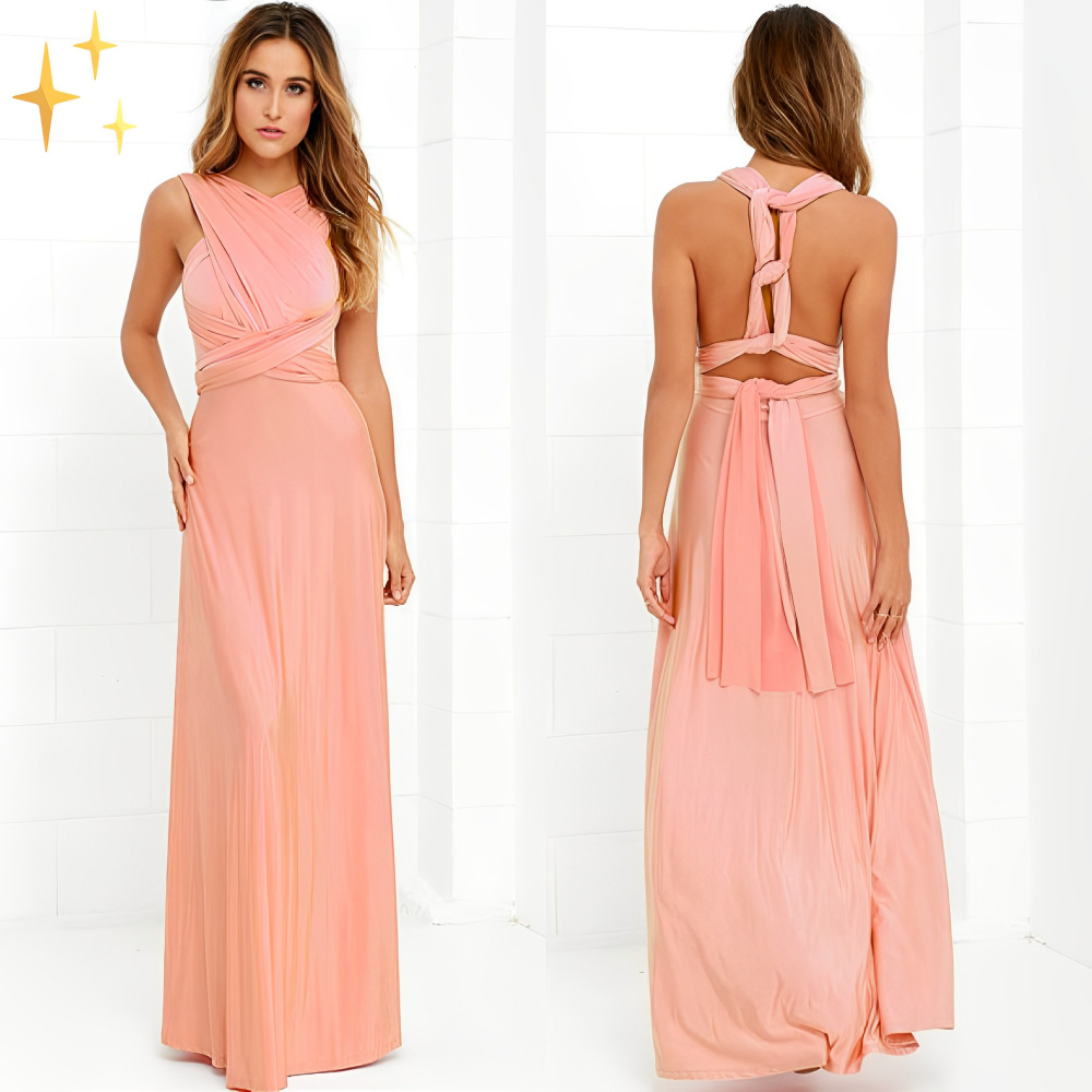 Backless Wrap Maxi Halter Dress