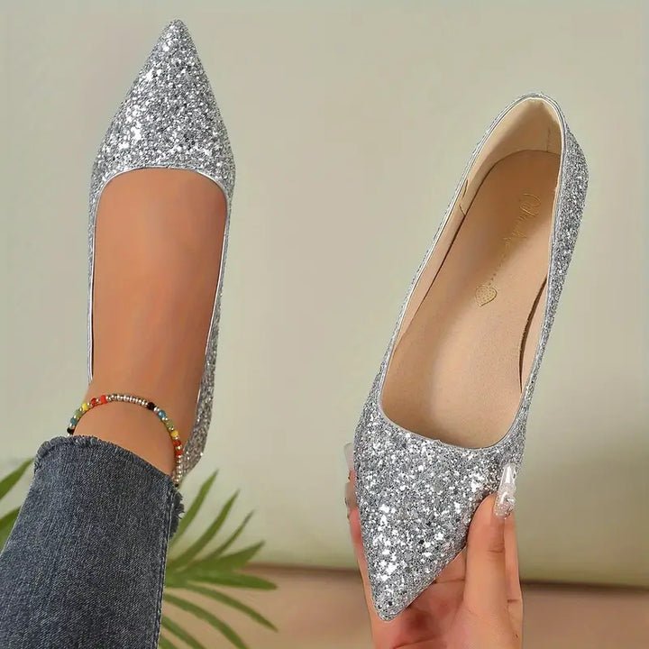 Sequin Ballerina Low-Heel Shoes