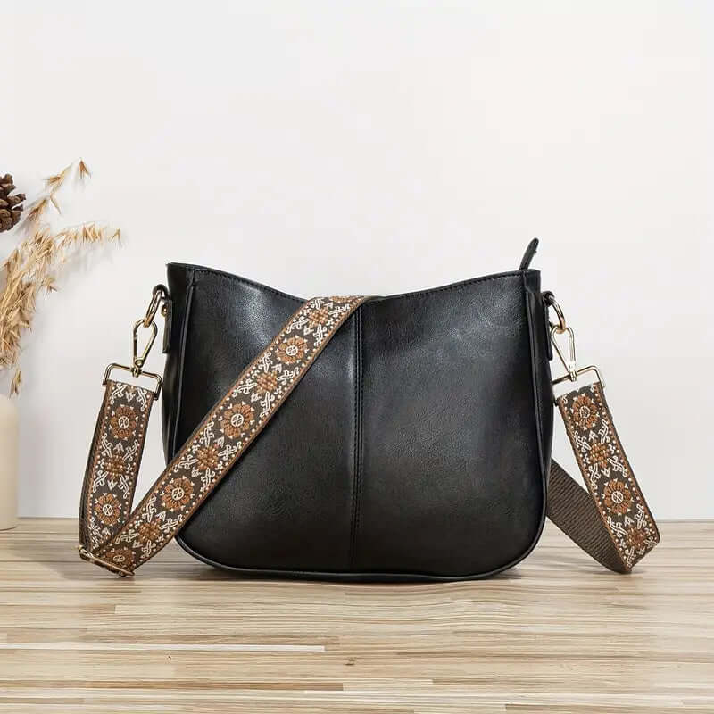 Vegan Leather Shoulder Bag with Boho Strap