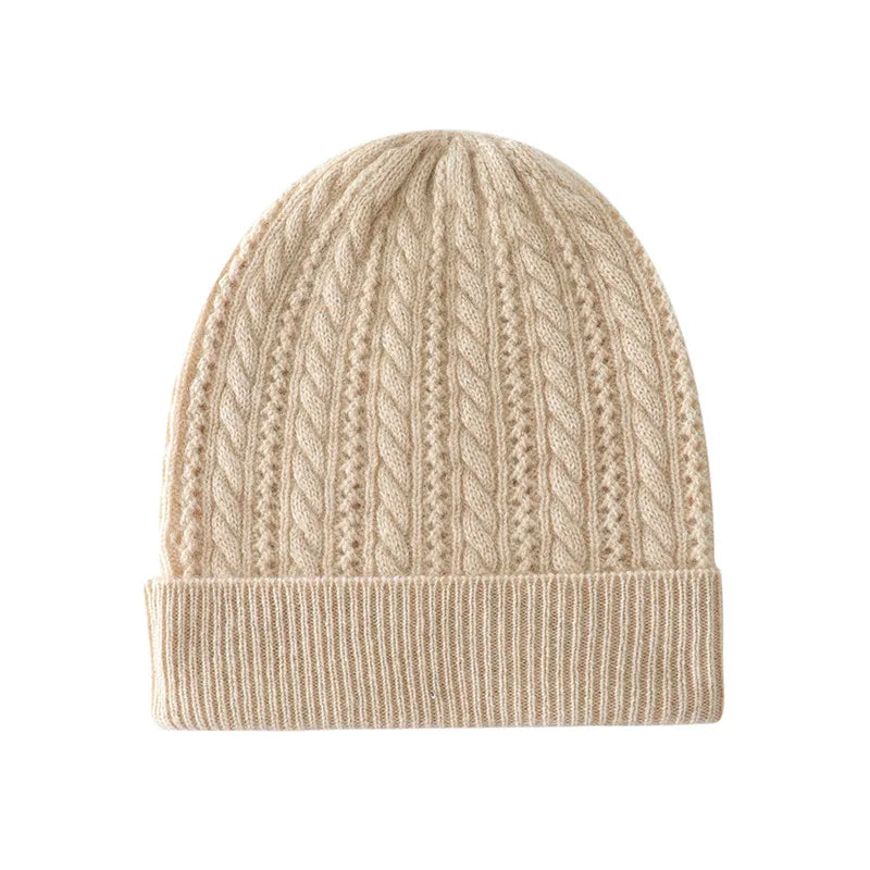 Cable Knit Cashmere Beanie Hat