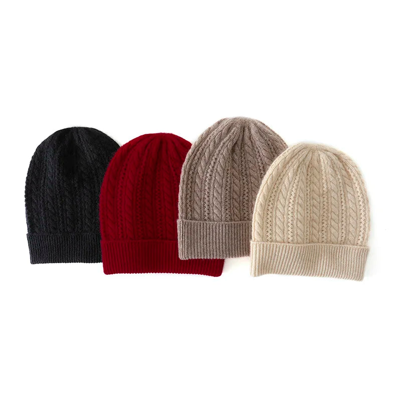 Cable Knit Cashmere Beanie Hat