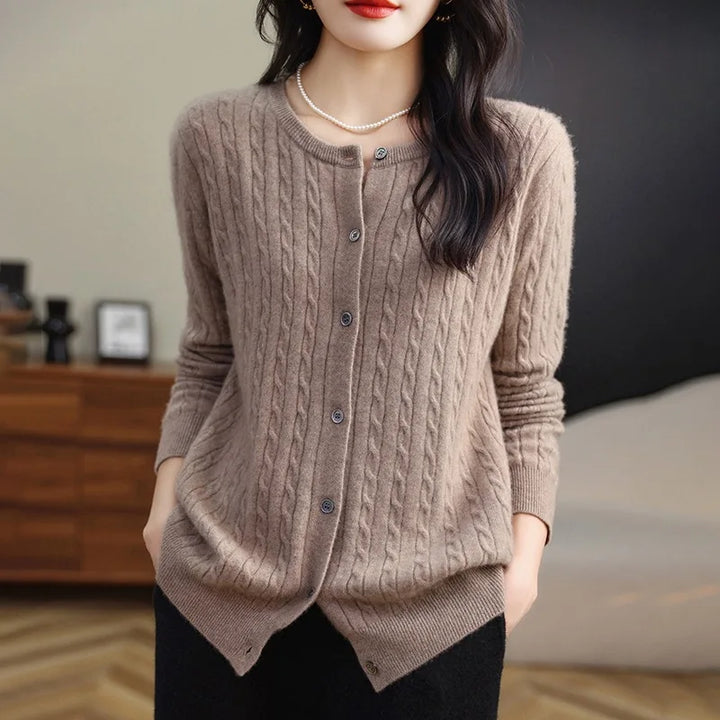 Cable Knit Crewneck Cardigan