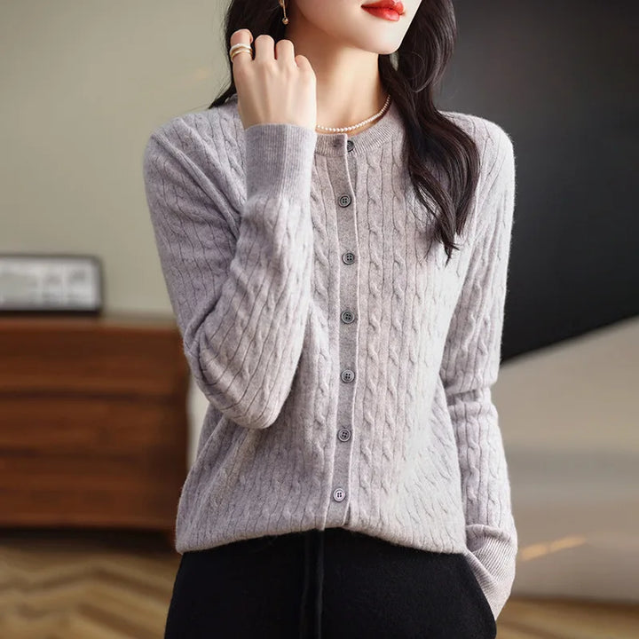Cable Knit Crewneck Cardigan