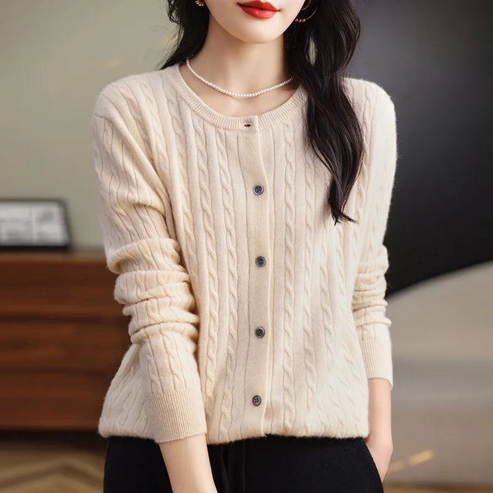Cable Knit Crewneck Cardigan