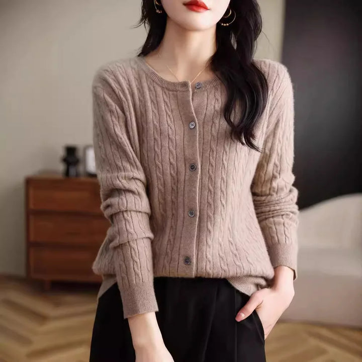 Cable Knit Crewneck Cardigan