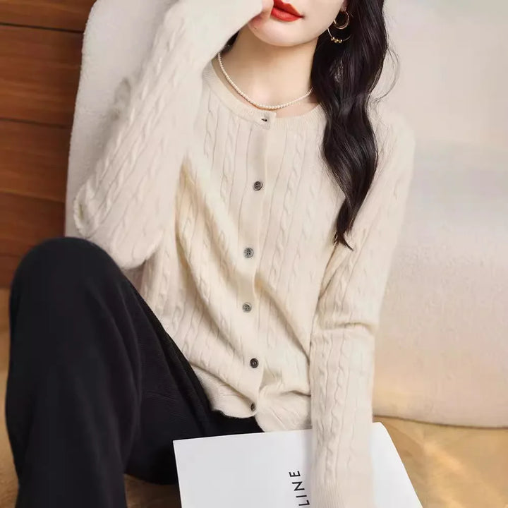 Cable Knit Crewneck Cardigan