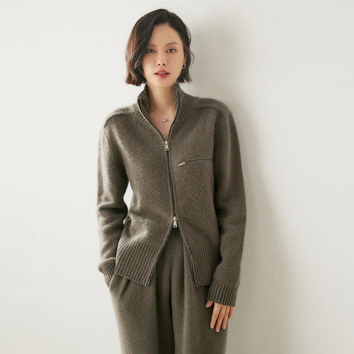 Pure Cashmere Zip-Up Cardigan