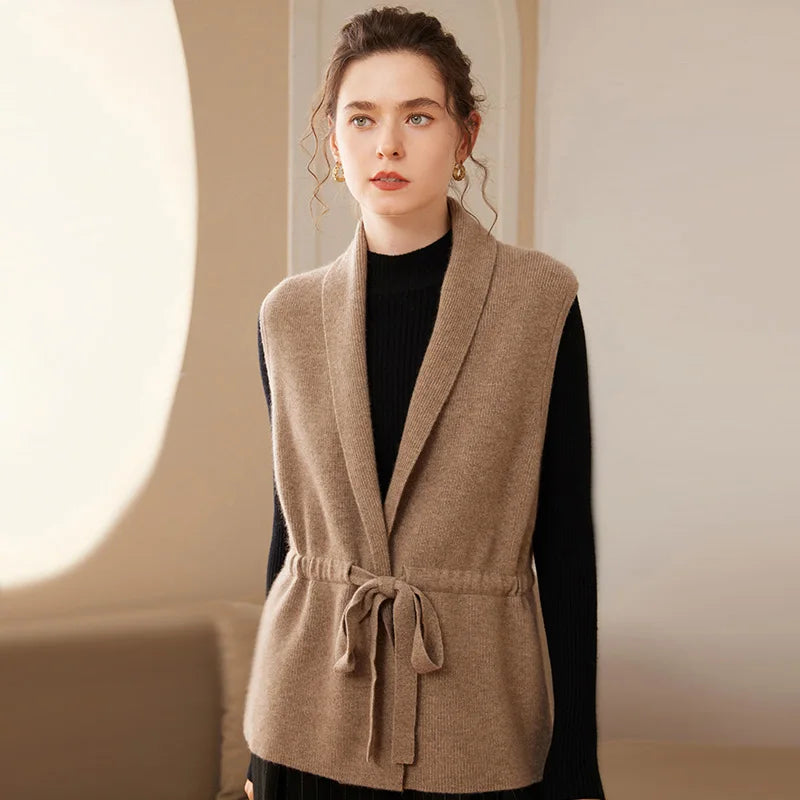 Cashmere Belted Knit Vest