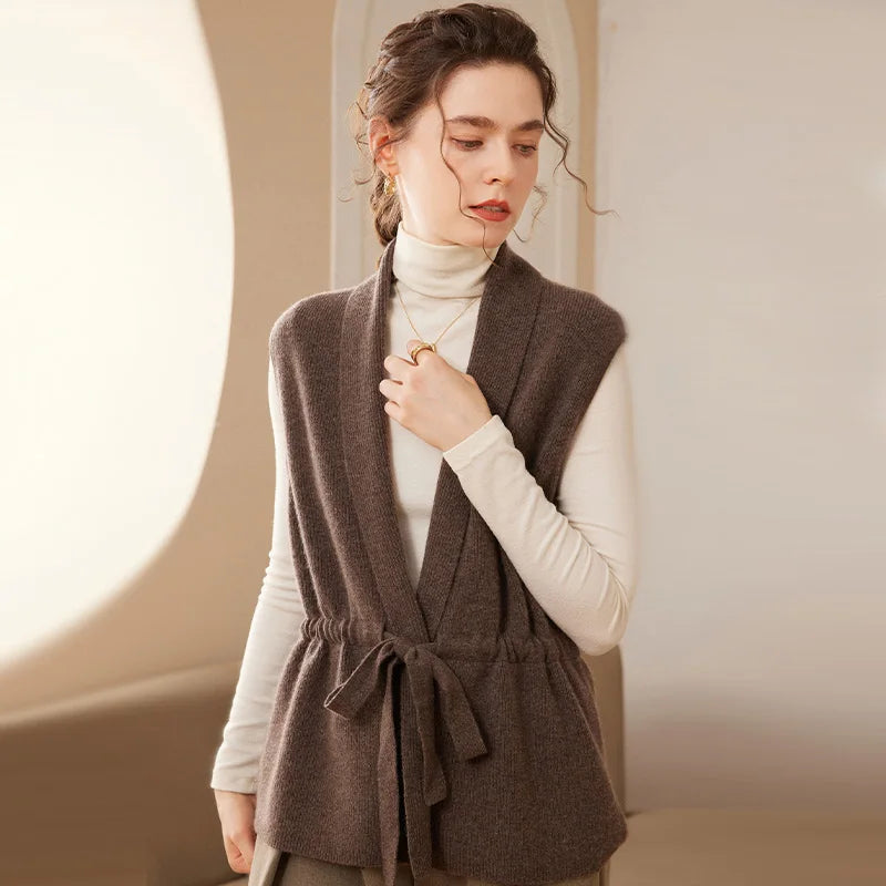 Cashmere Belted Knit Vest