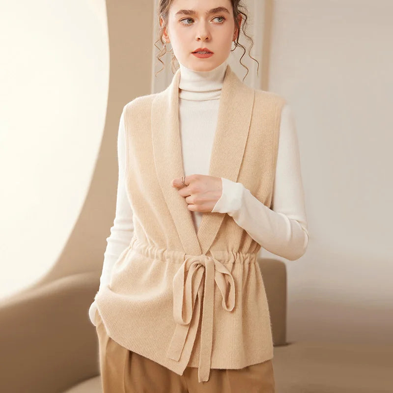 Cashmere Belted Knit Vest