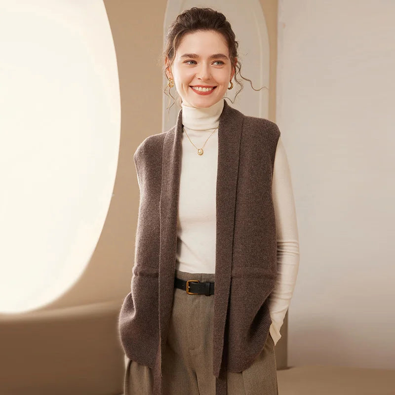 Cashmere Belted Knit Vest